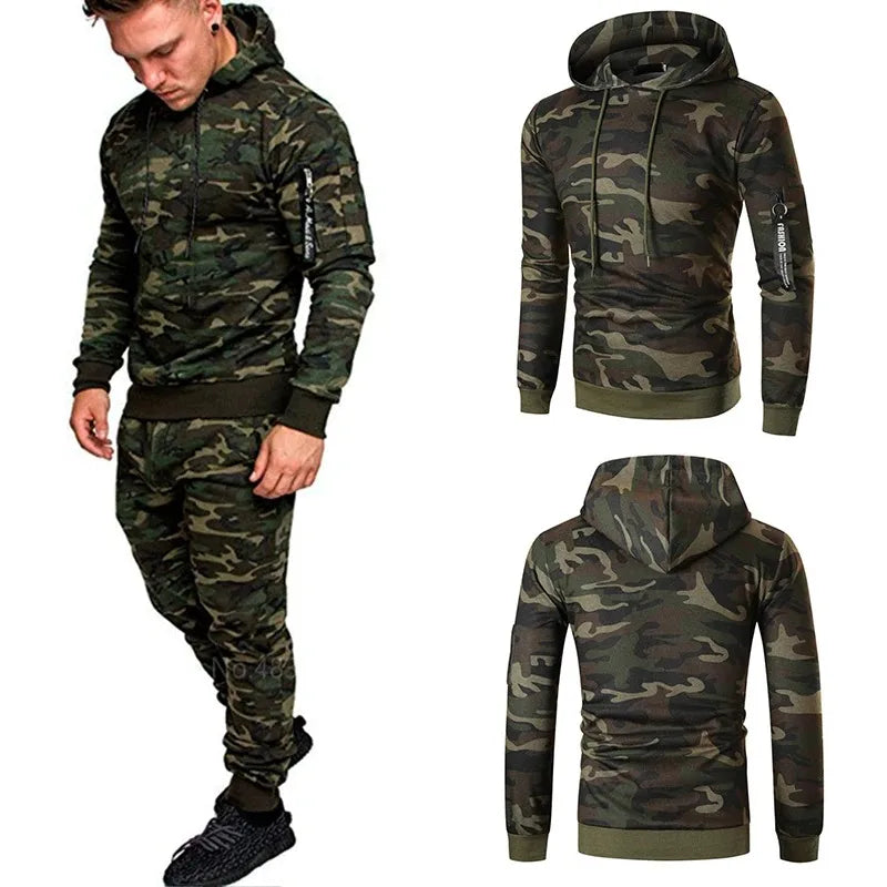 Conjunto esportivo militar tático com capuz