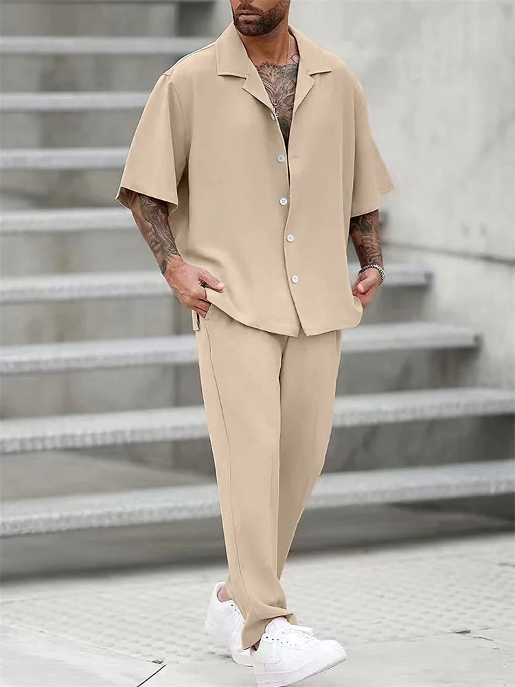 Fato de manga curta casual