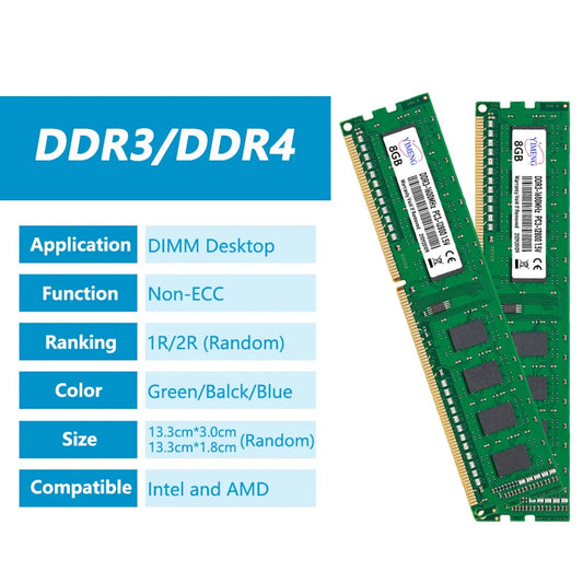 Memória RAM DDR3 DDR4 4 GB 8 GB 16 GB para desktop