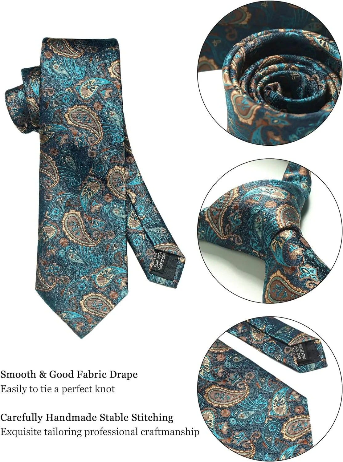 Gravata de seda paisley floral