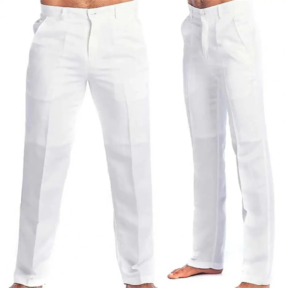 Calça casual de linho masculina