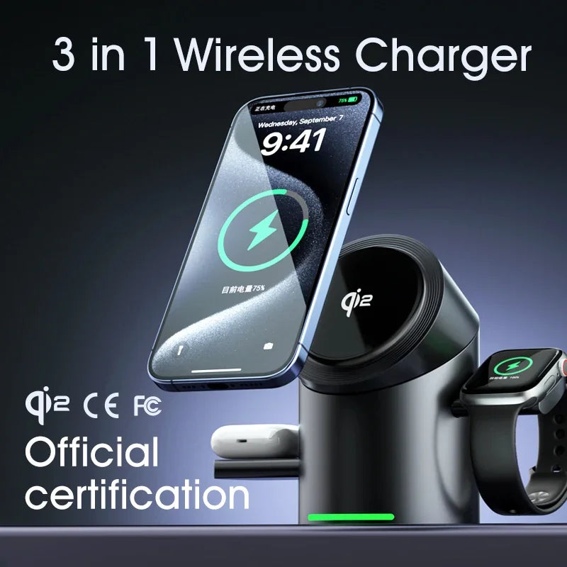 Carregador magnetico Qi2 3 em 1