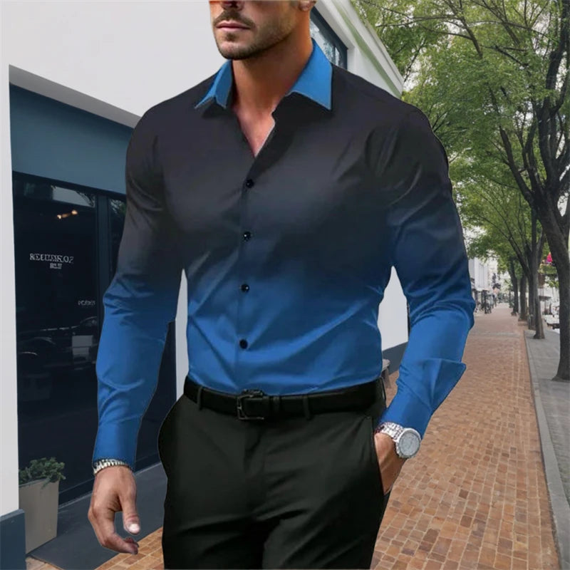 Camisa listrada de manga comprida casual