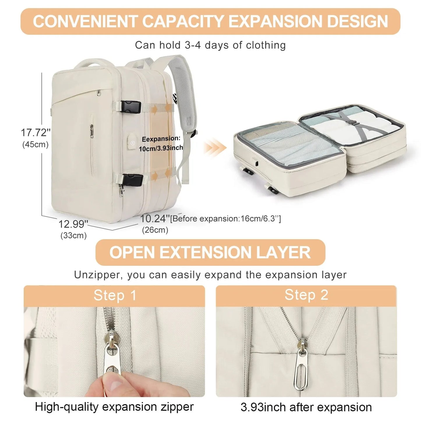 Mochila de viagem Weekender expansível