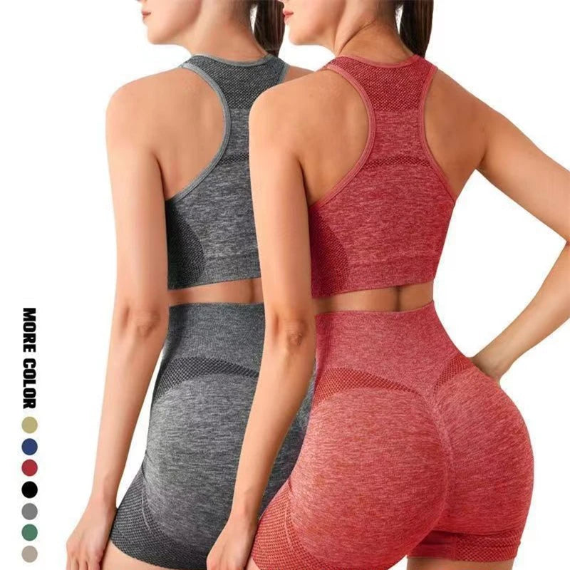Conjunto calções e sutiãs esportivos