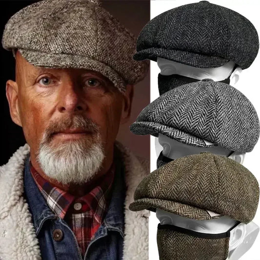 Chapéu clássico vintage tweed peaky