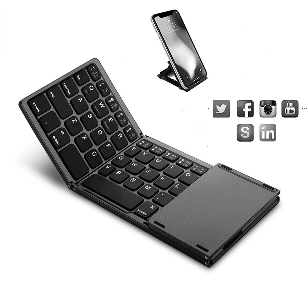 Teclado sem fio dobrável, Touchpad Ultra Slim