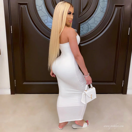 Vestido de praia longo sem mangas