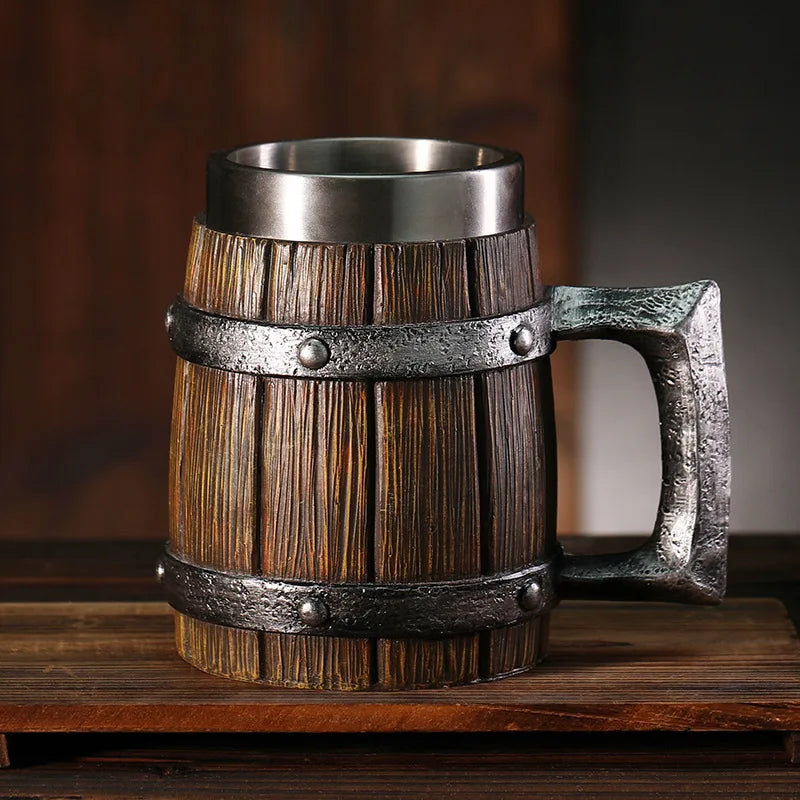 Caneca de Cerveja de Tambor de Madeira
