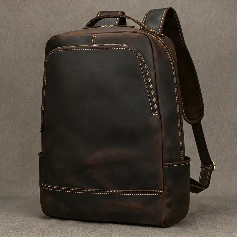 Mochila De Couro Vintage