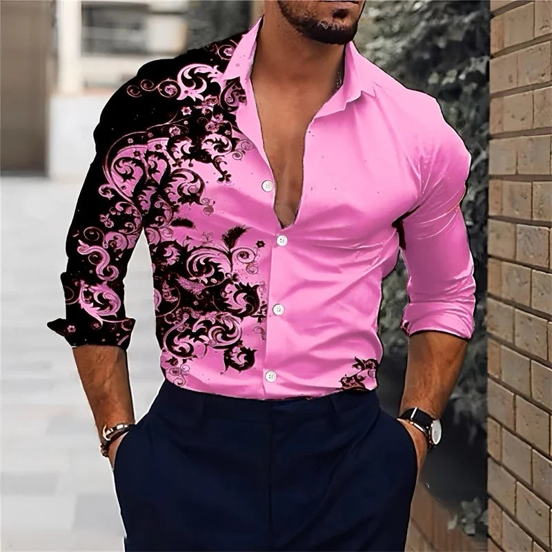 Camisa de lapela mangas compridas, slim fit