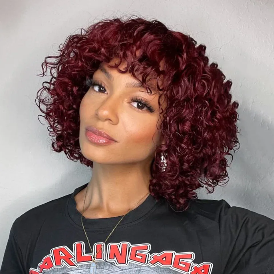 Peruca curta afro kinky encaracolado