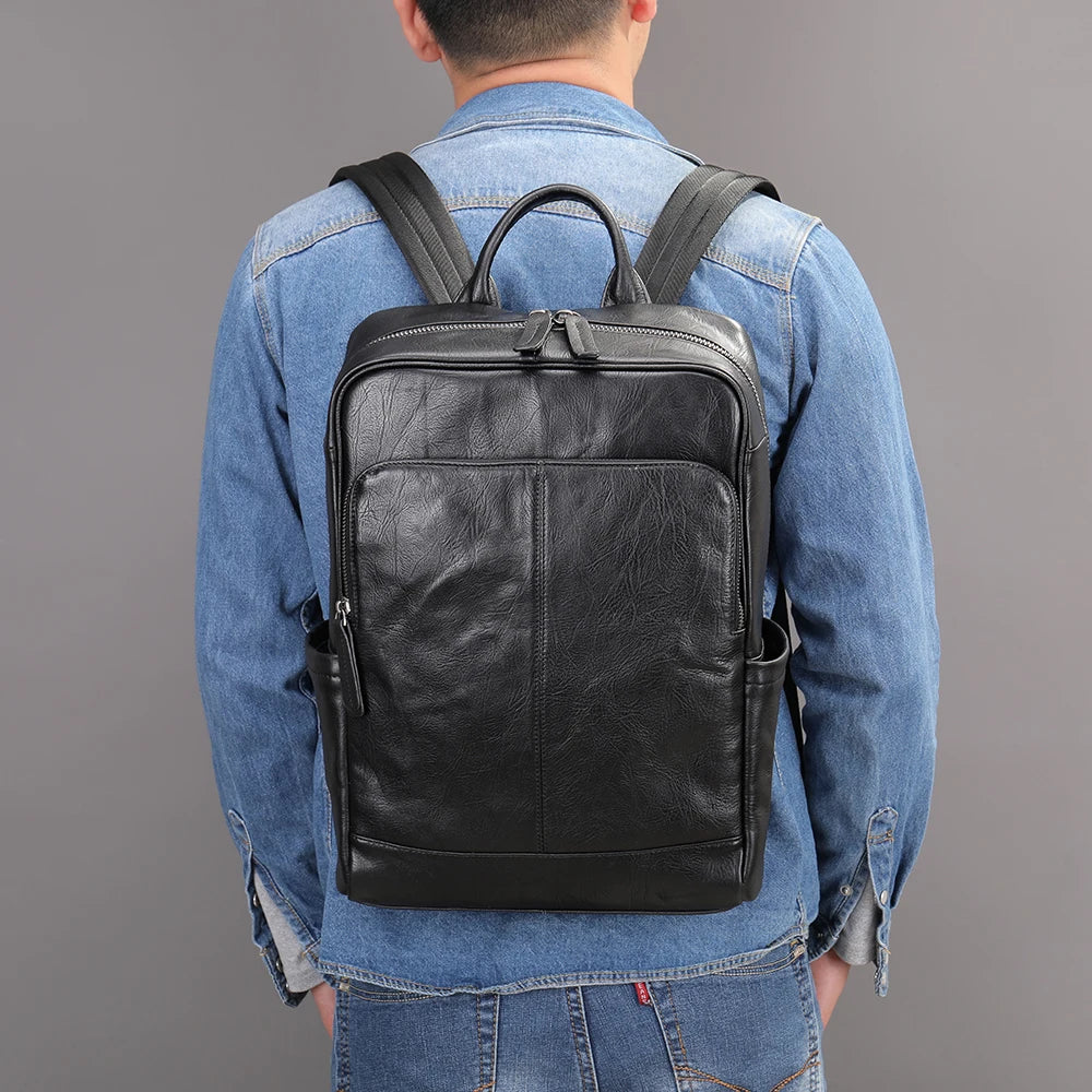 Mochila de couro genuíno