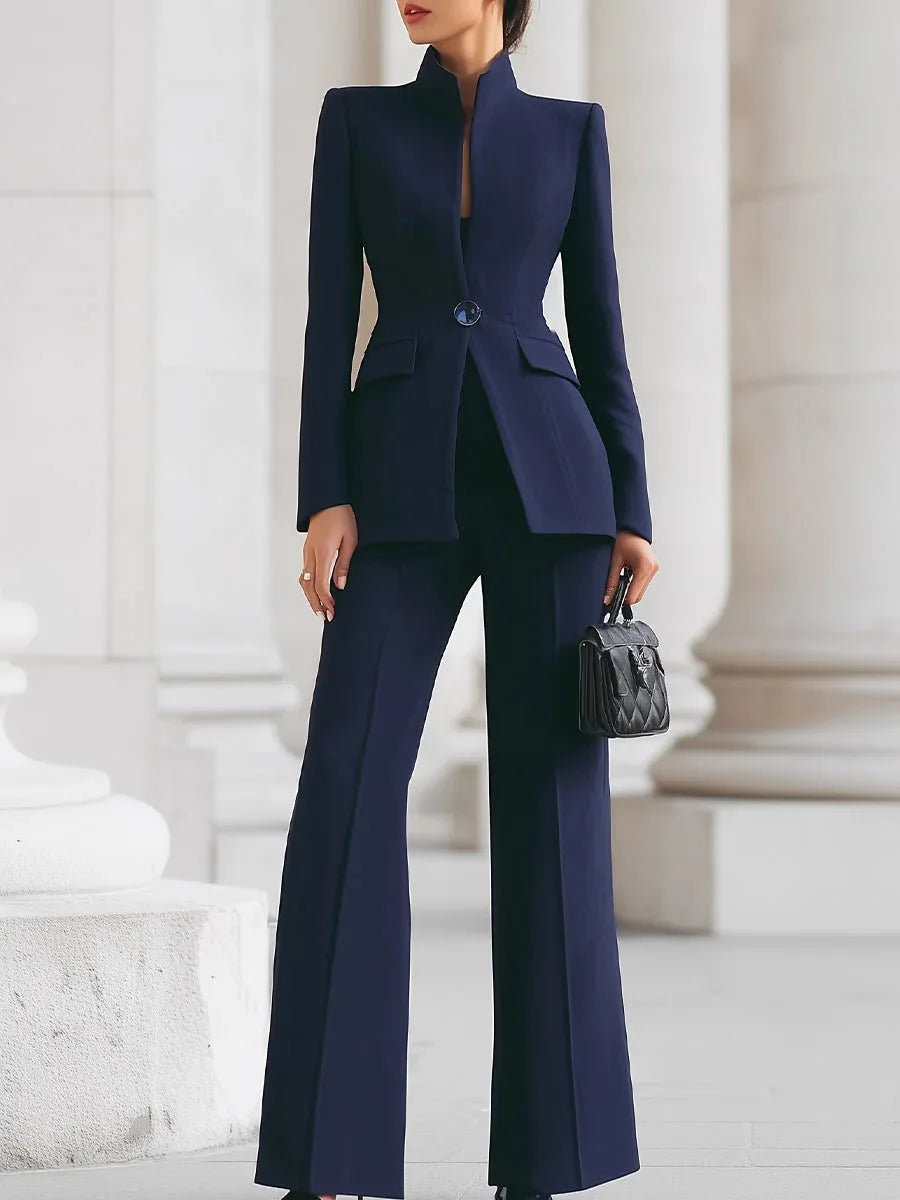 Conjunto Feminino Elegante de Blazer e Calças — Slim Fit para Trabalho