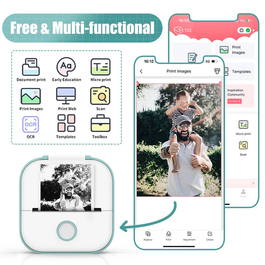 Mini impressora de bolso térmica sem fios adesivos autoadesivos