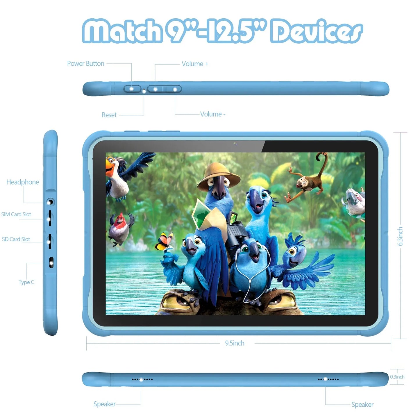 Tablet infantil Pritom 10 polegadas Android 10