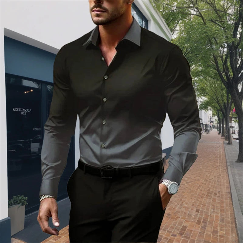 Camisa listrada de manga comprida casual