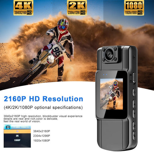 Minicâmera Ultra HD 4K Bodycam 180 °