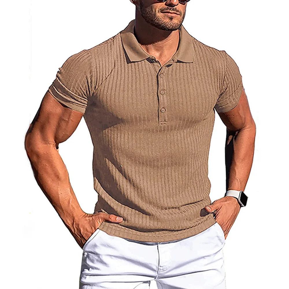 Camisa polo de gola alta listra