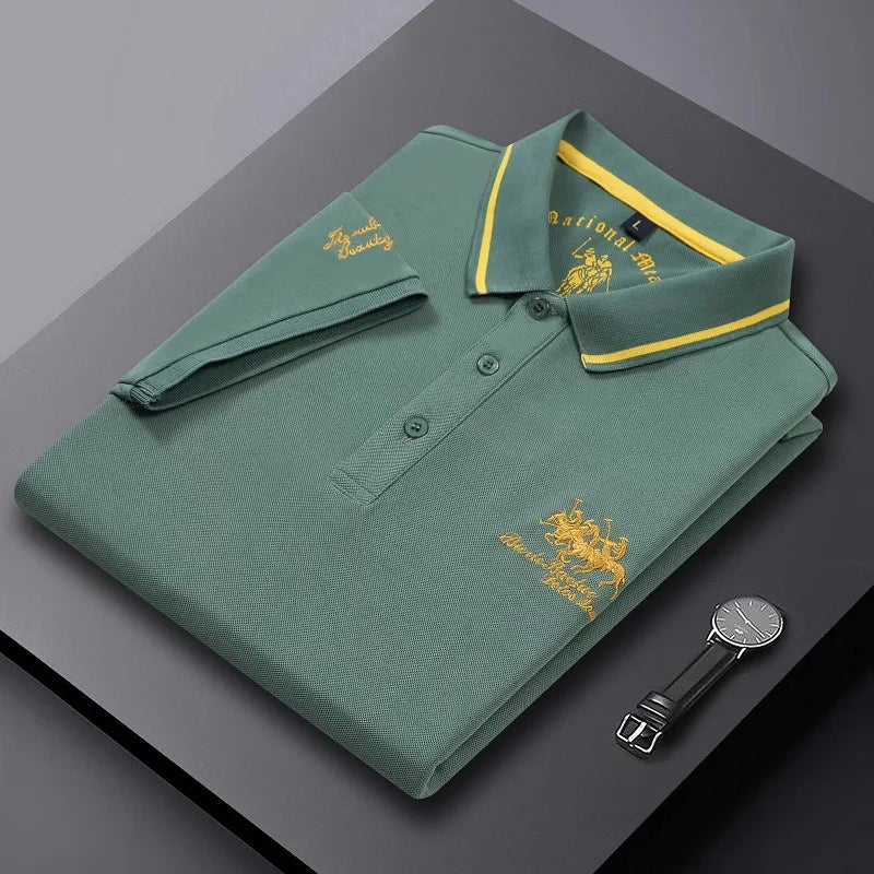 Polo bordado respirável