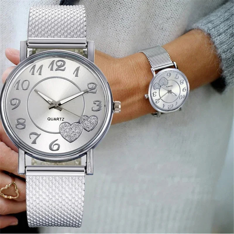 Relógio Elegante rosa ouro coração dial