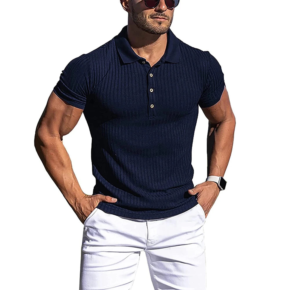 Camisa polo de gola alta listra