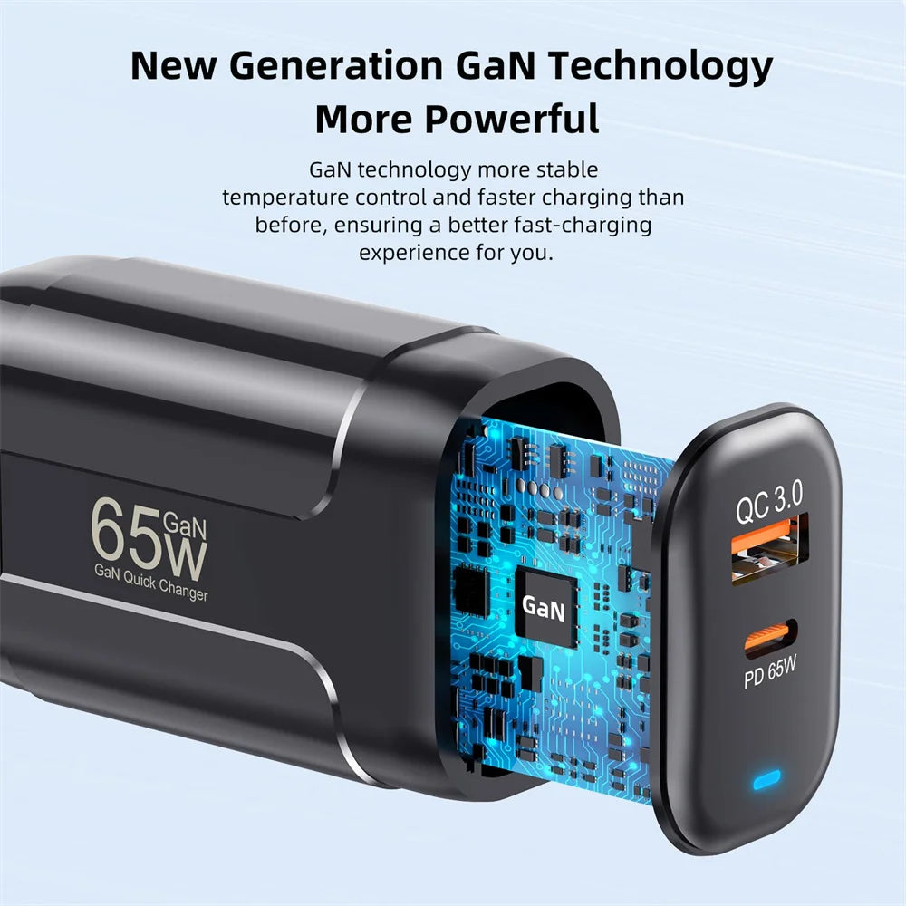 Carregador Rápido GaN de 65W