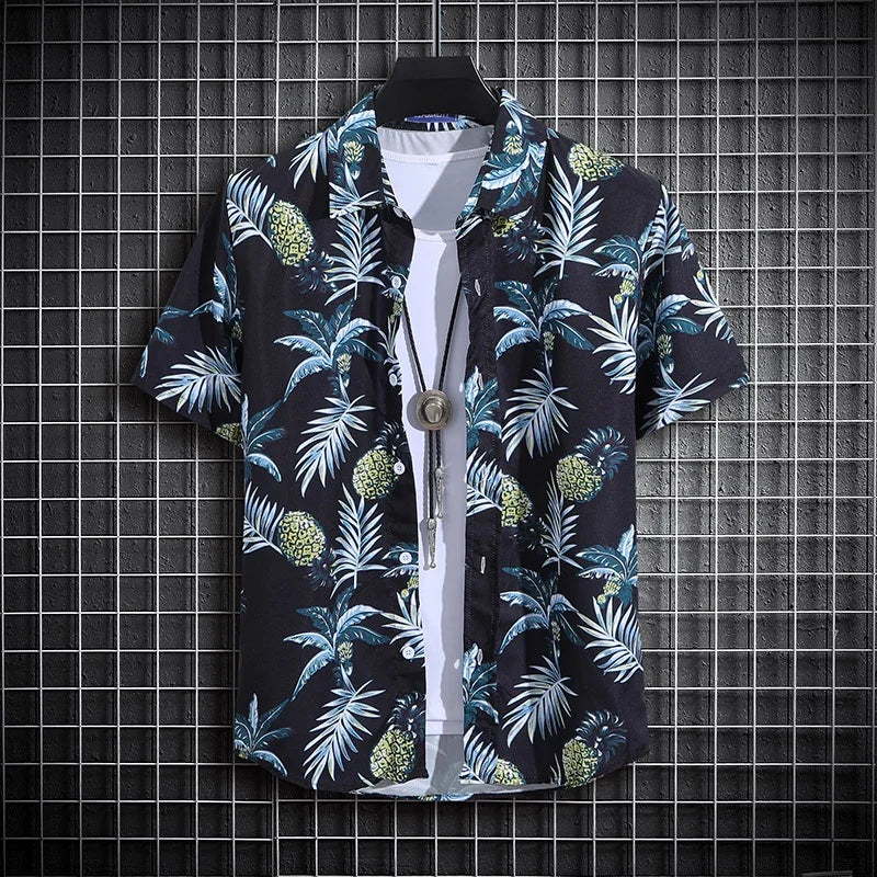 Camisa de manga curta estampada masculina