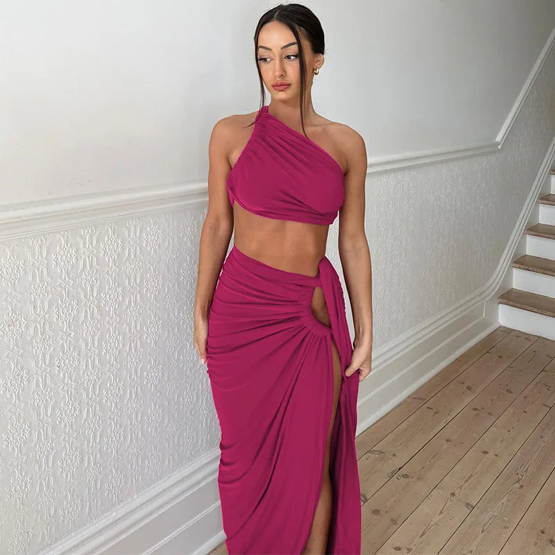 Vestido ruched de cintura alta