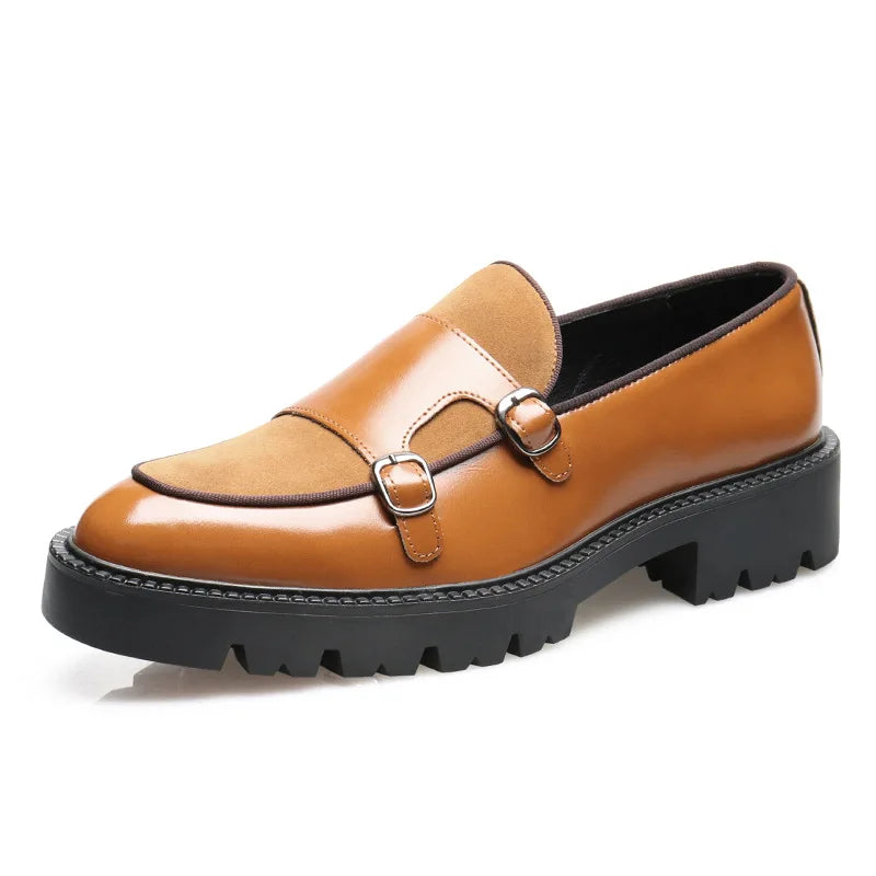 Mocassins de couro de sola grossa estilo britânico