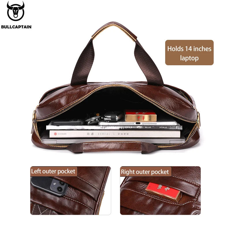 Bolsa para laptop de couro BULLCAPTAIN