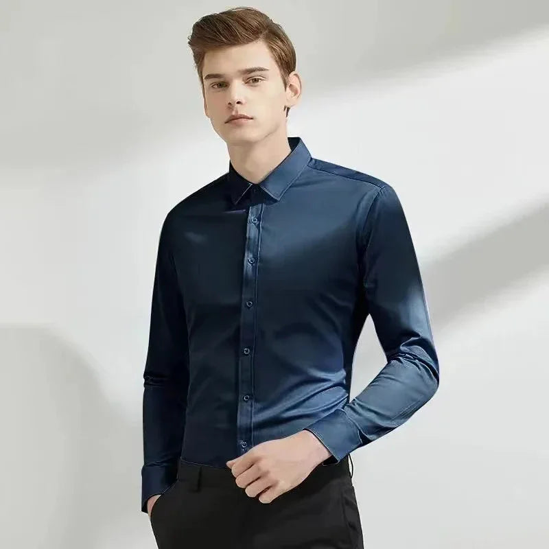 Camisa elástica de manga comprida de gola alta