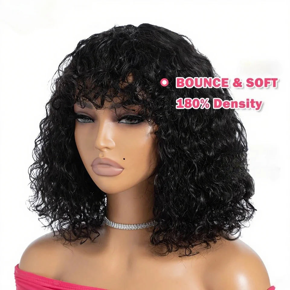 Peruca curta afro kinky encaracolado