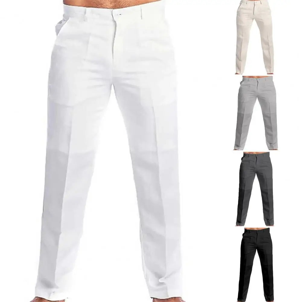Calça casual de linho masculina