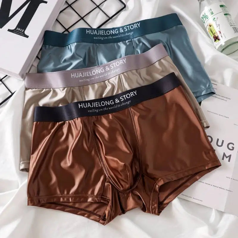 Boxer de seda suave respirável