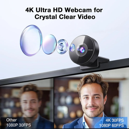 Webcam EMEET C950 4K UHD — 8 MP, Foco Automático e Microfone com Cancelamento de Ruído
