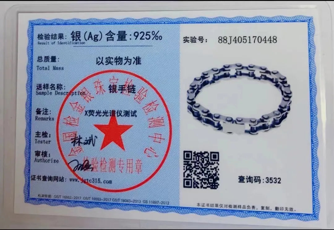 Pulseira de prata corrente de bicicleta