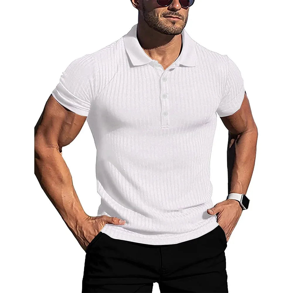 Camisa polo de gola alta listra