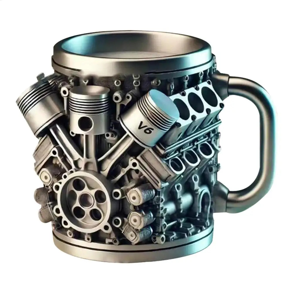 Caneca de aço inoxidável com motores V8