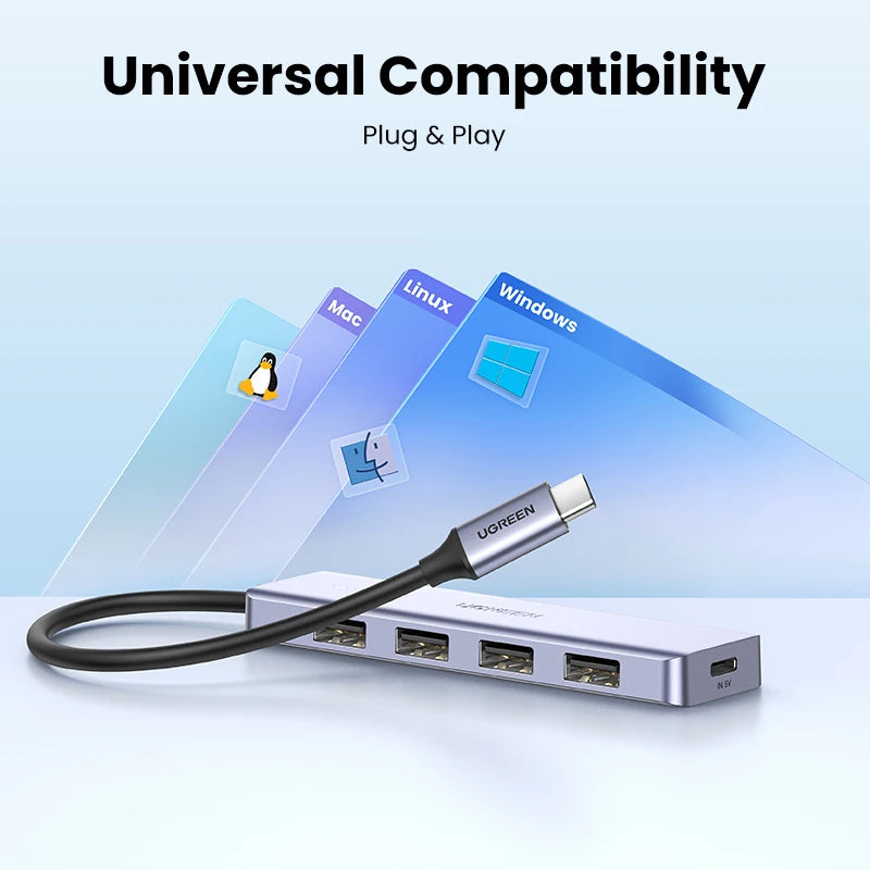 USB C Hub 4 portas USB Tipo C para USB 3.0 Hub
