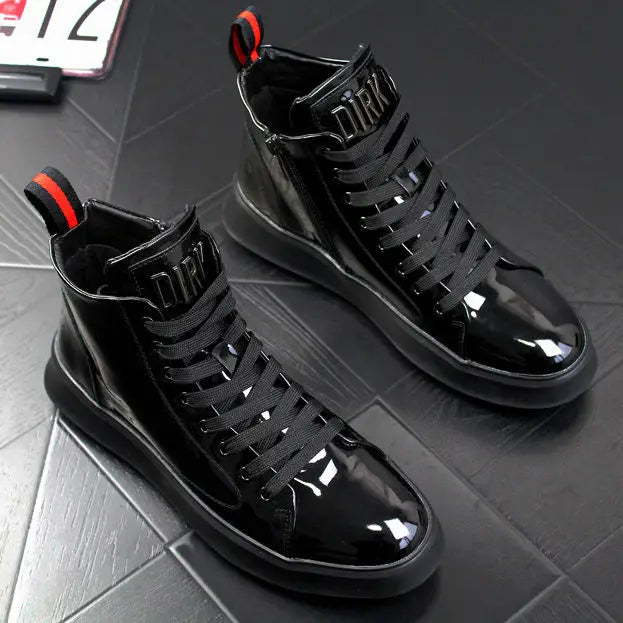 Botas Masculinas Y3KAIWA em Couro, Cano Alto, Plataforma e Estilo Casual