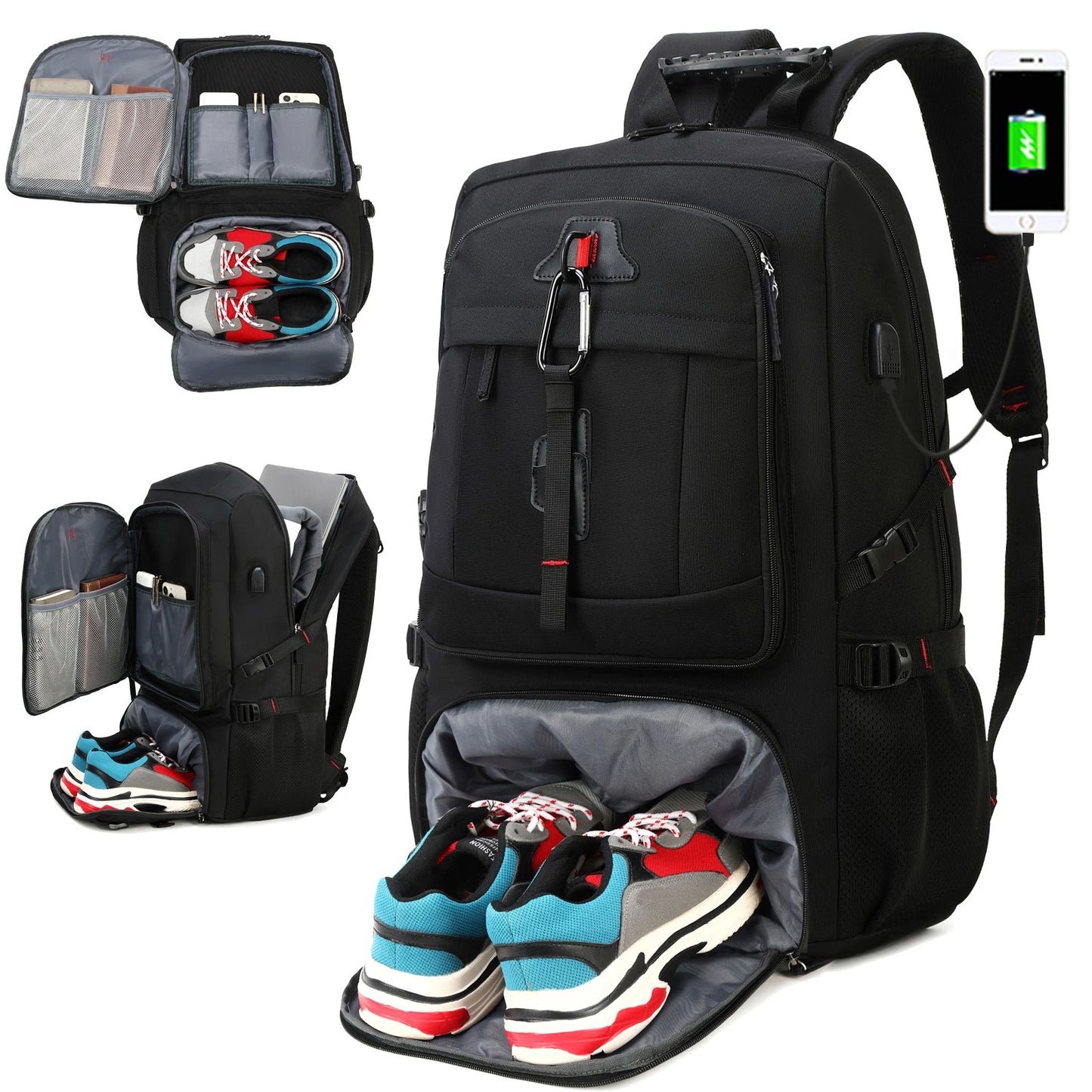 Mochila de viagem impermeável de 50L para caminhadas e campismo