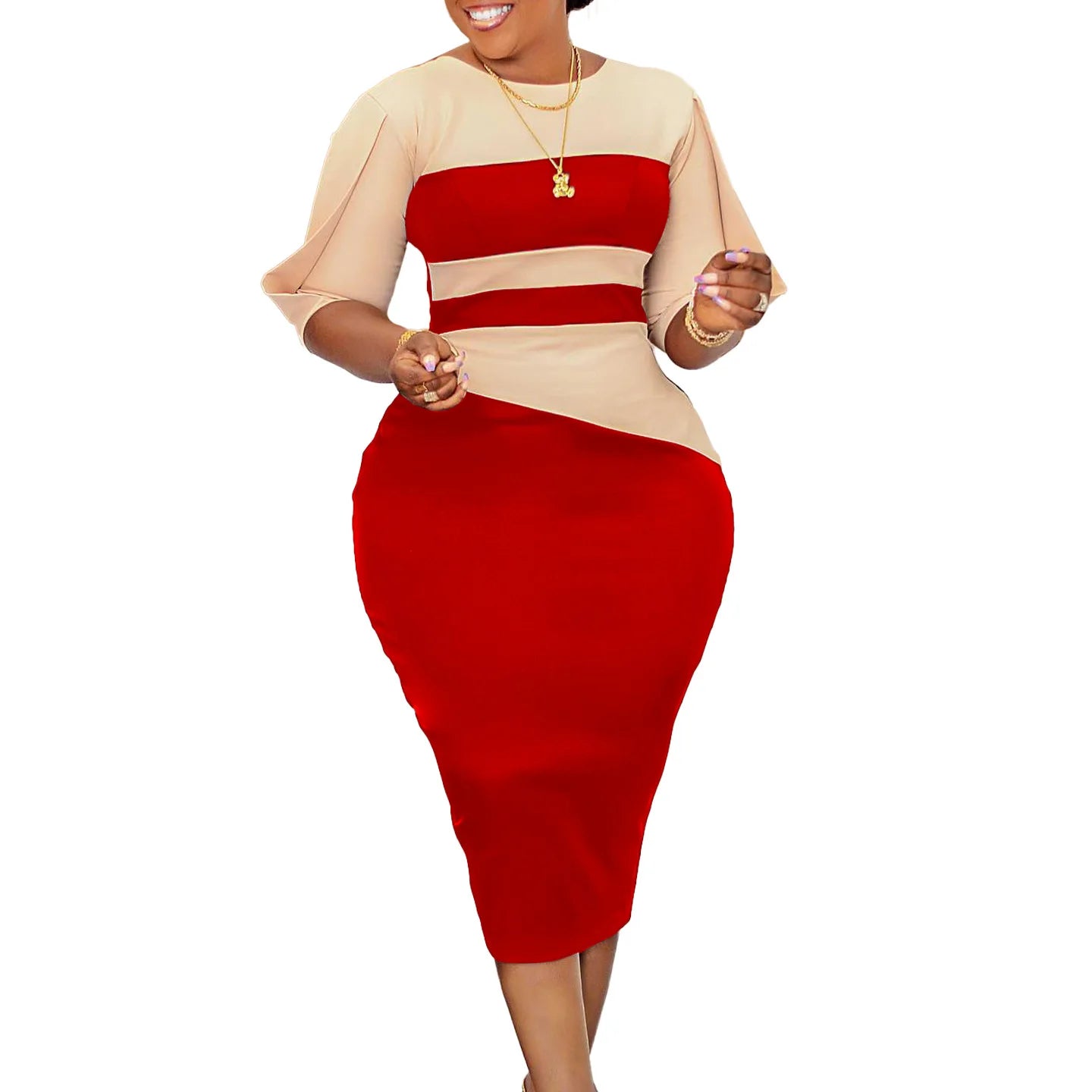 Vestidos estilo africano elegante na altura do joelho