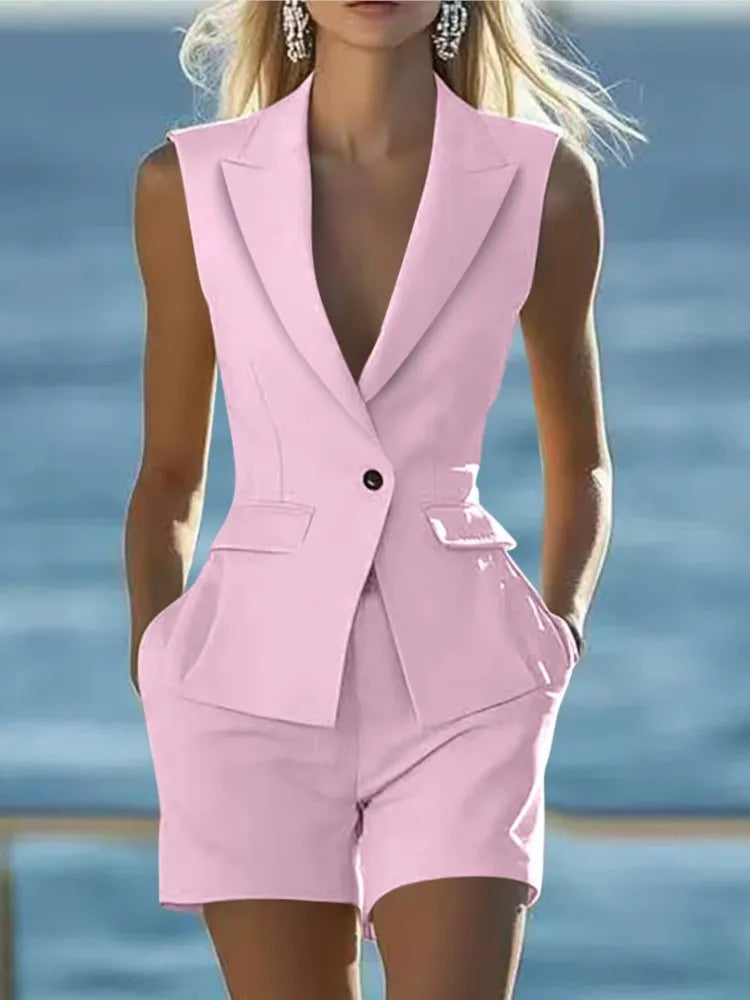 Conjunto elegante feminino colete sem mangas