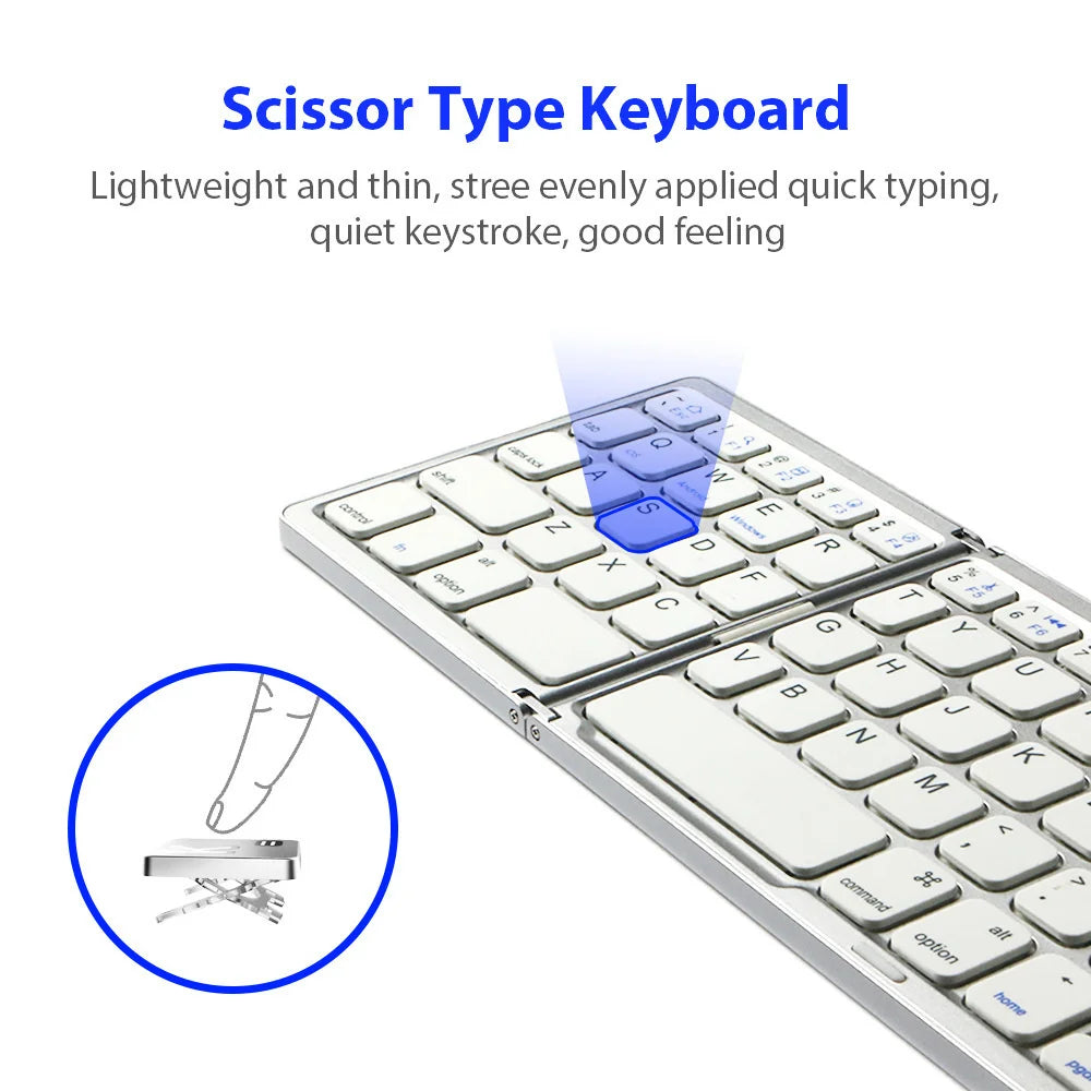 Teclado sem fio dobrável, Touchpad Ultra Slim