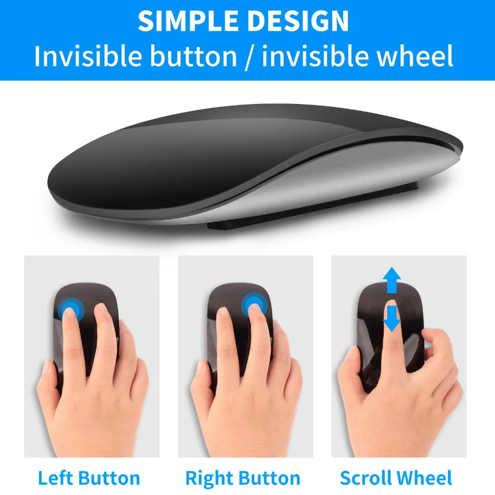 Mouse sem fios bluetooth silencioso recarregável