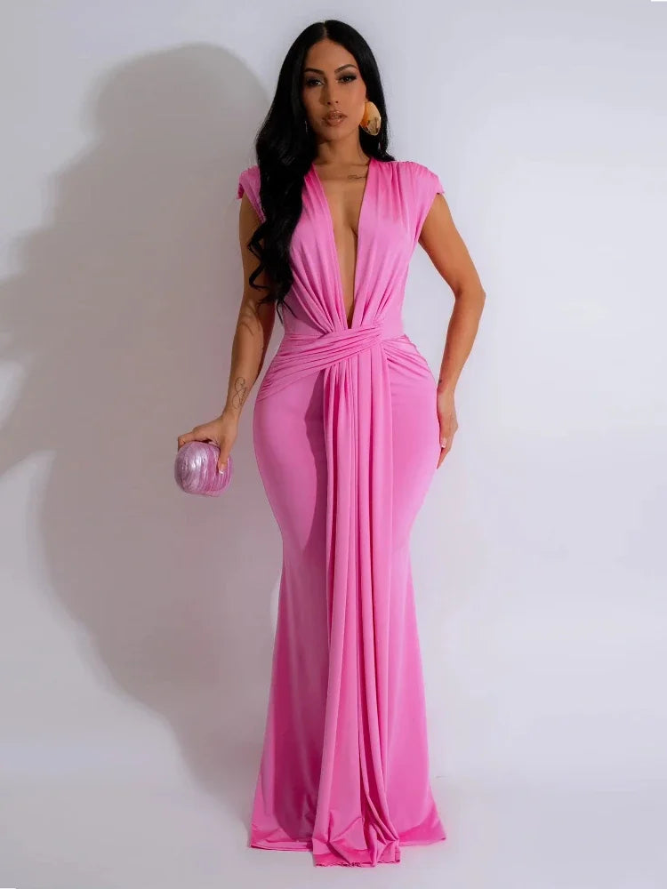 Vestidos longos decote em V profundo