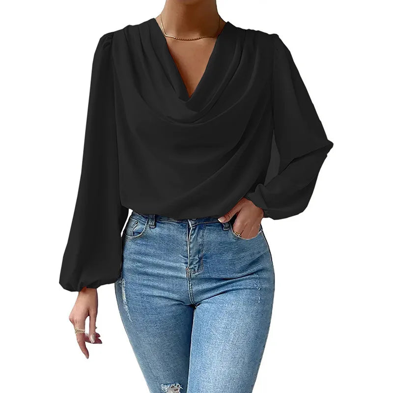Blusa Chiffon Solto gola V