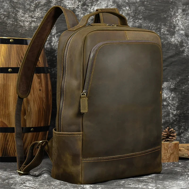Mochila De Couro Vintage