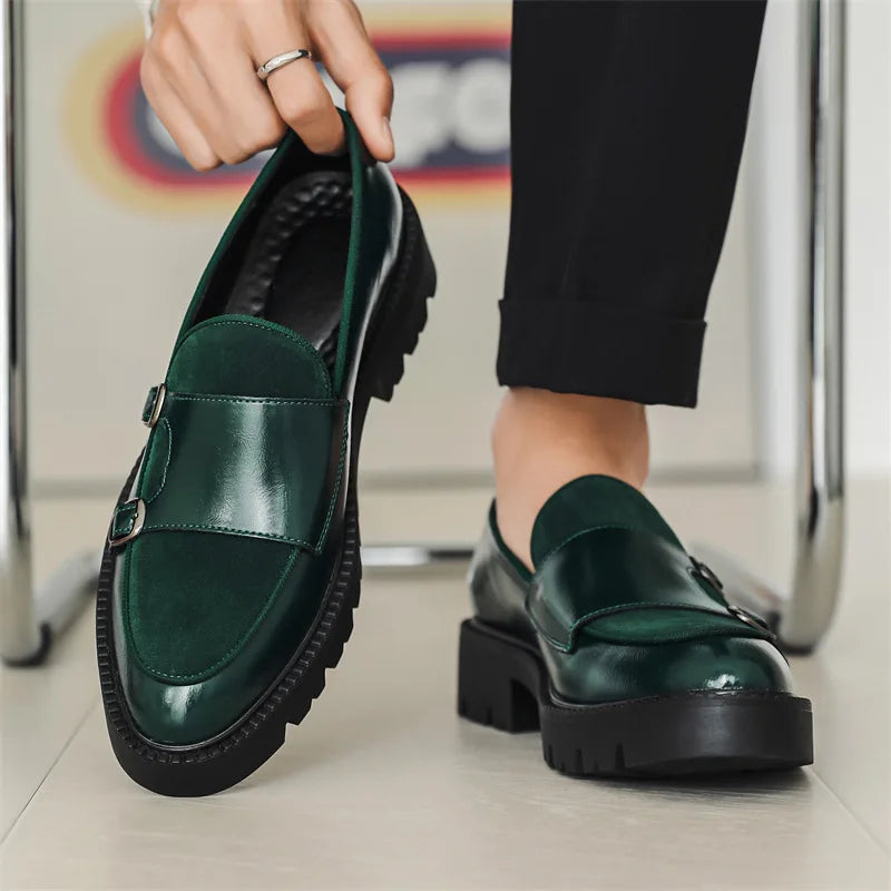 Mocassins de couro de sola grossa estilo britânico